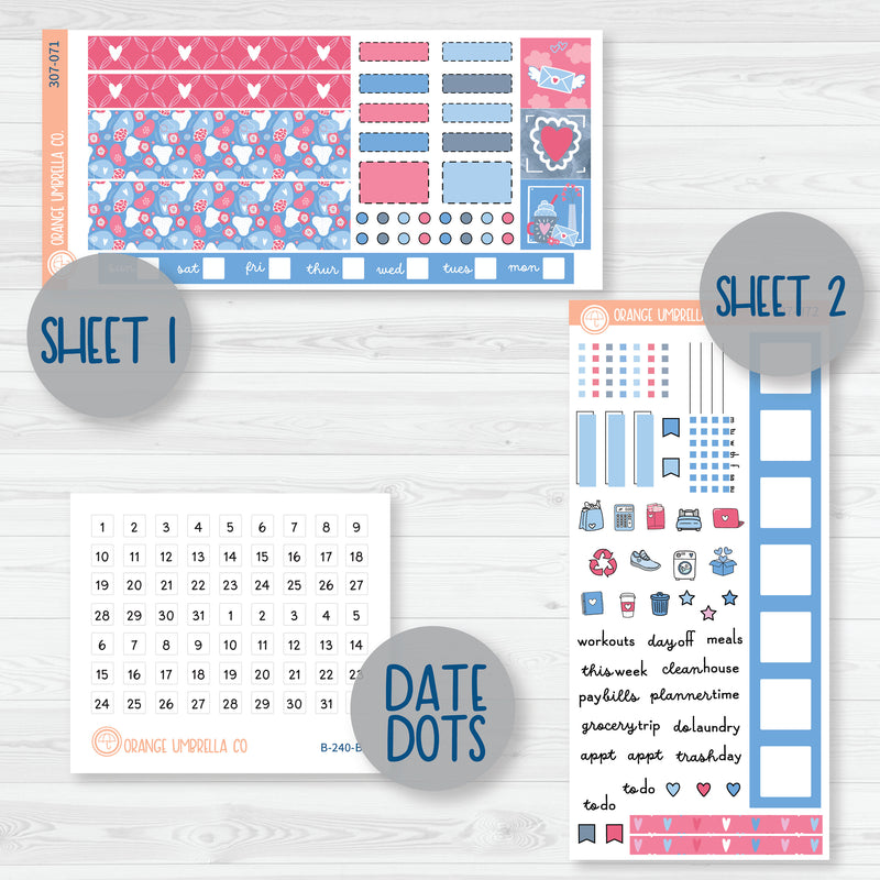 Flirty | Valentine's Day Hobonichi Weeks Planner Kit Stickers | 307-071