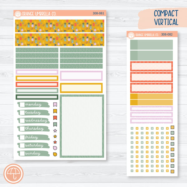Exhale | Plant March Compact Vertical Planner Kit Stickers for Erin Condren | 308-081