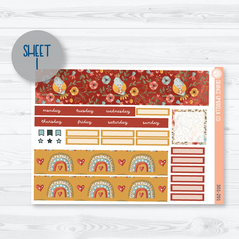 Tweetheart | February Hobonichi Cousin Monthly Planner Kit Stickers | 301-291
