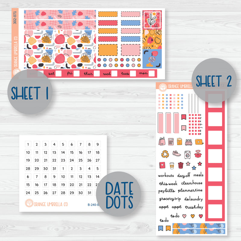 Amalie | Bright Colored Hobonichi Weeks Planner Kit Stickers | 302-071