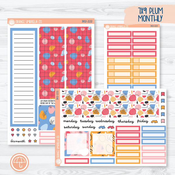 Amalie | Bright Pink 7x9 Plum Monthly Planner Kit Stickers | 302-221