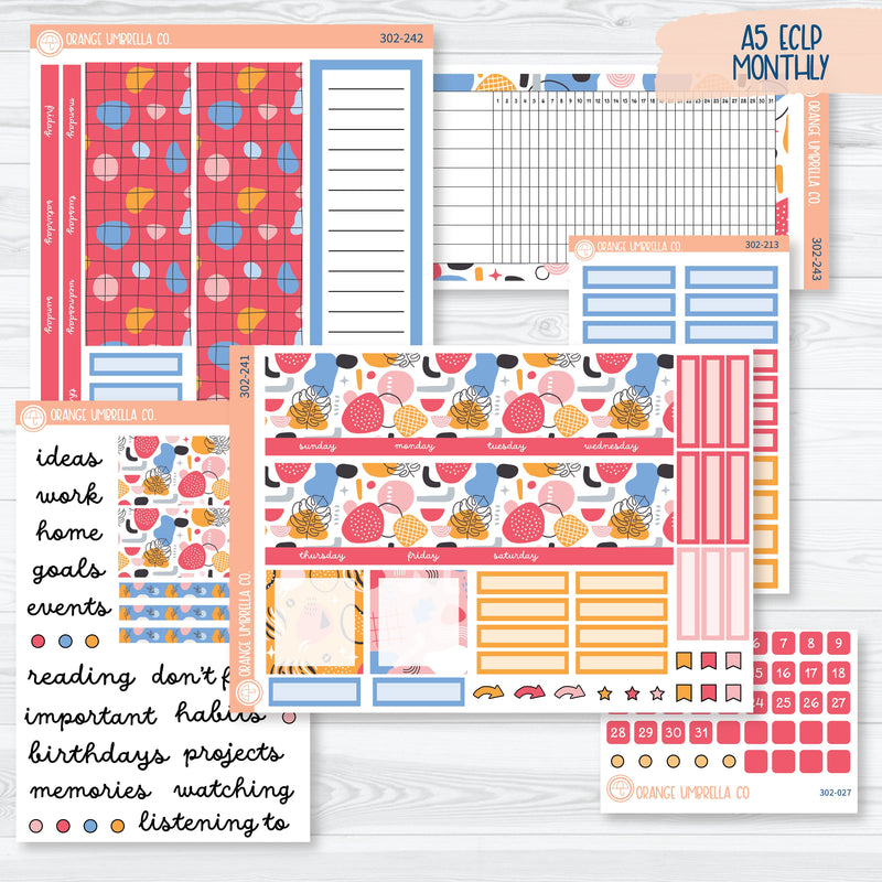 Amalie | Bright Pink A5 EC Monthly & Dashboard Planner Kit Stickers | 302-241