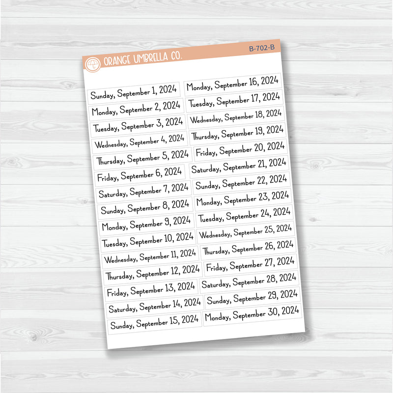 Dates of the Month - Jul-Dec 2024 Planner Stickers | F16 Print | B-700-B-705-B