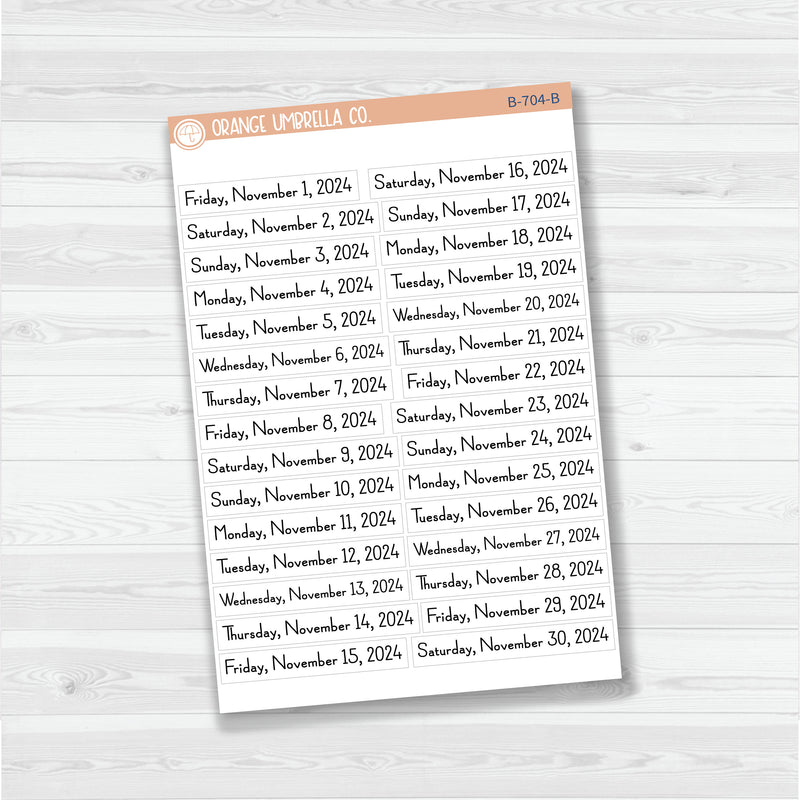 Dates of the Month - Jul-Dec 2024 Planner Stickers | F16 Print | B-700-B-705-B