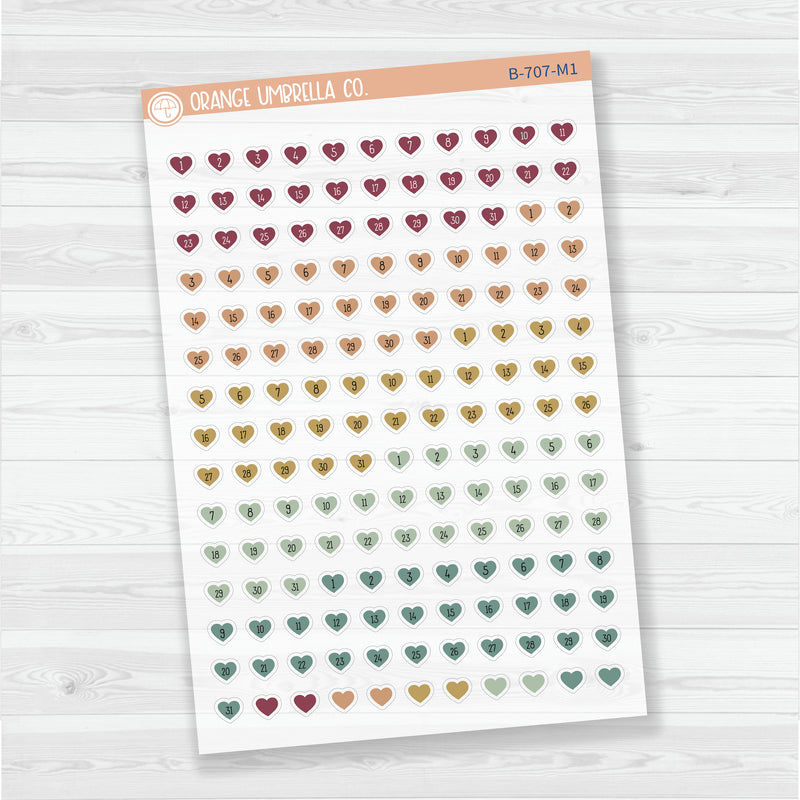 Heart Date Dots, Clear Matte, 5 Months Planner Stickers