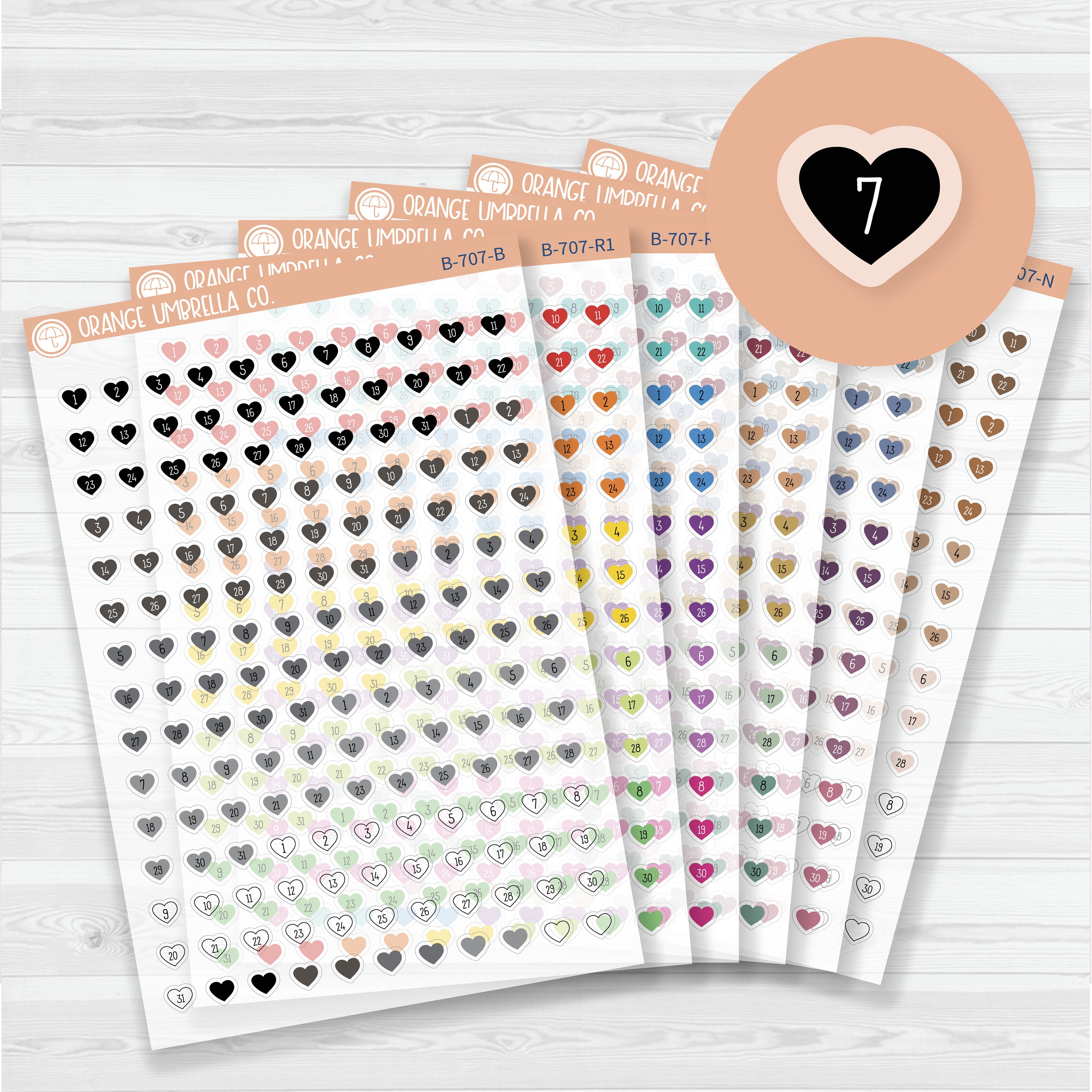 Heart Date Dots | Clear Matte | 5 Months Planner Stickers | B-707-CM