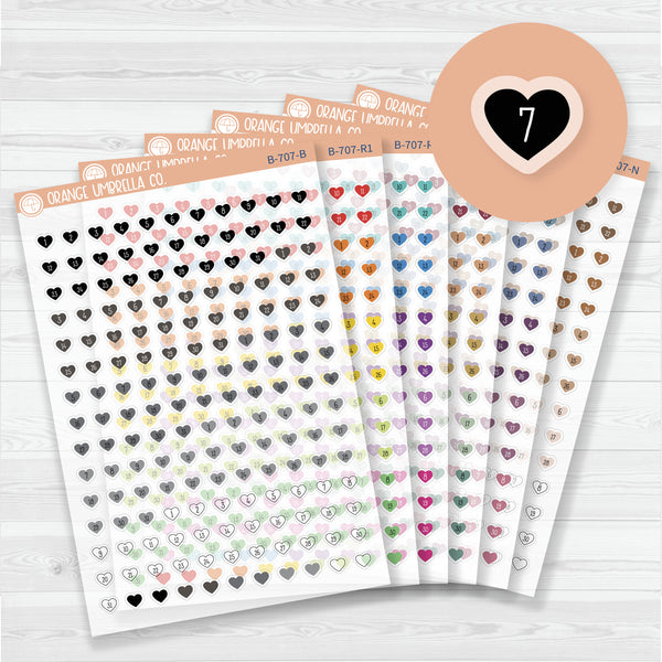 Heart Date Dots | Clear Matte | 5 Months Planner Stickers | B-707-CM
