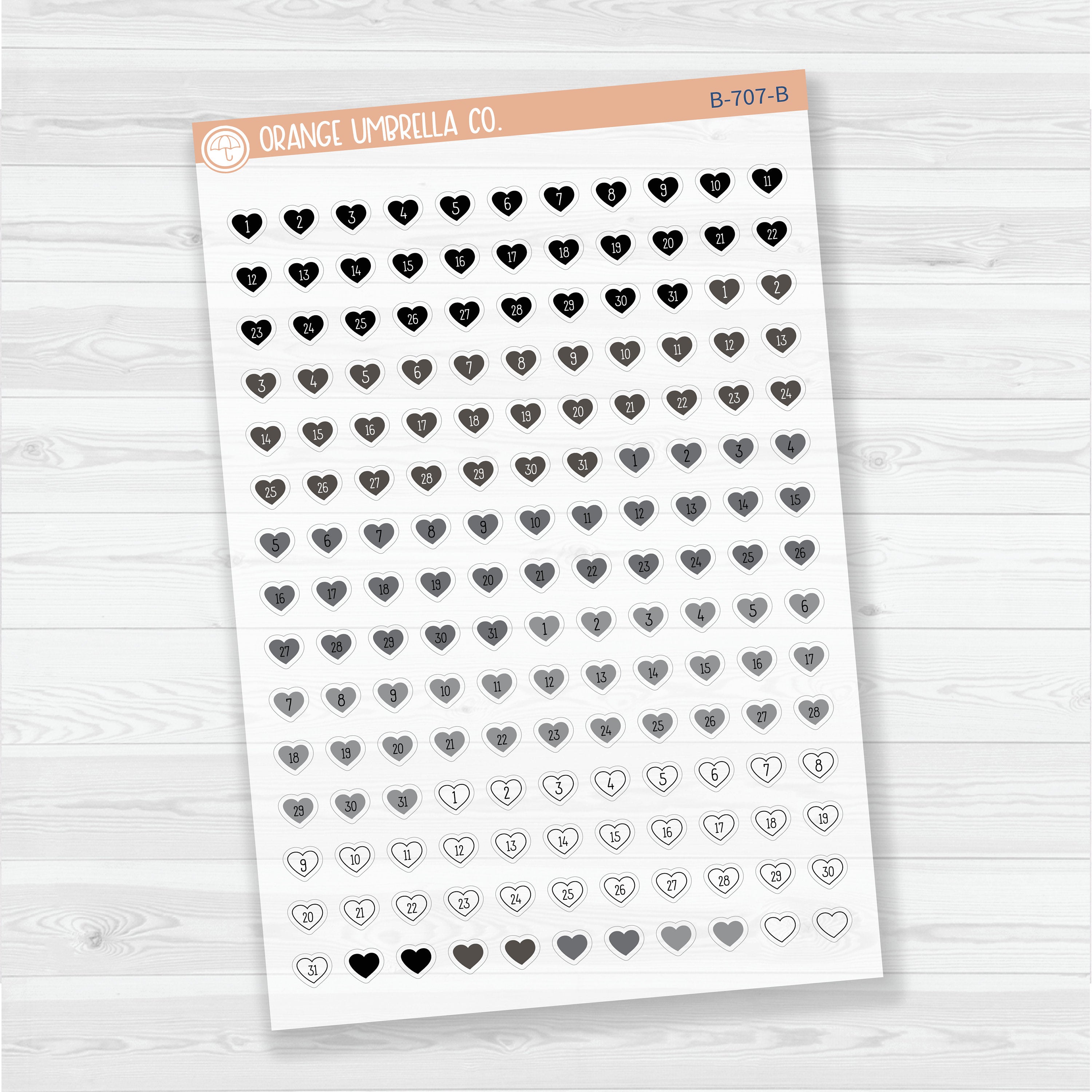 Heart Date Dots | Clear Matte | 5 Months Planner Stickers | B-707-CM