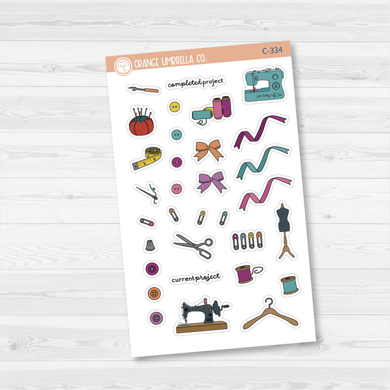 Sewing Deco | Hand Doodled Planner Stickers | C-333-334