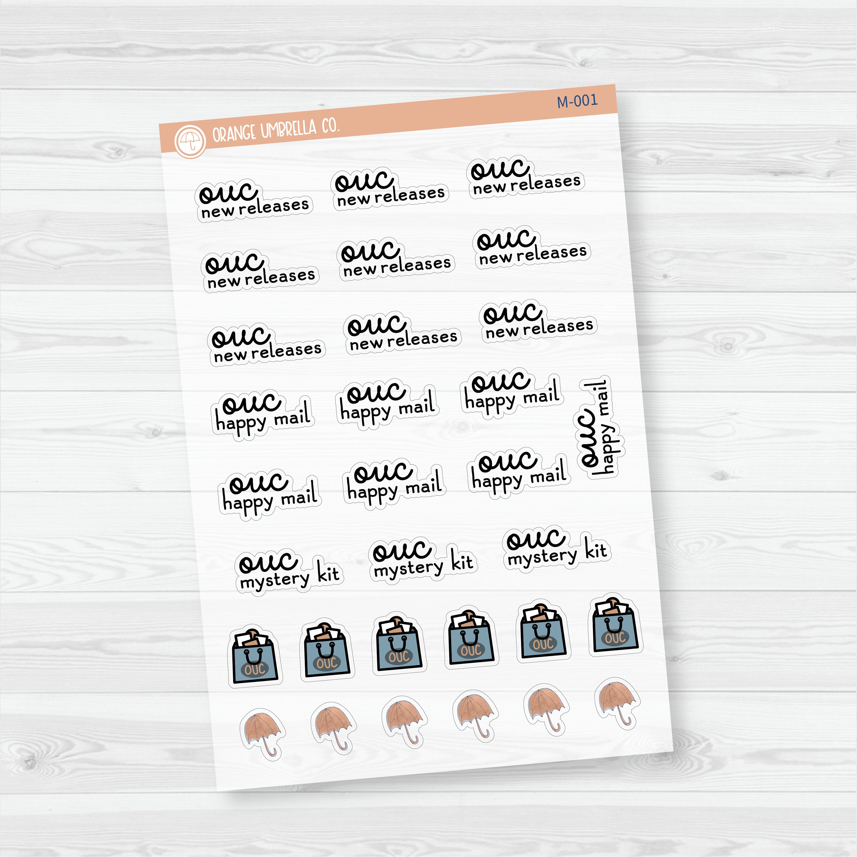 OUC Release Schedule | Mystery Kit | Happy Mail Planner Stickers | Clear Matte | M-001-005-CM