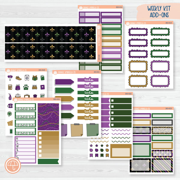 Party Gras | Mardi Gras Weekly Add-On Planner Kit Stickers | 303-012
