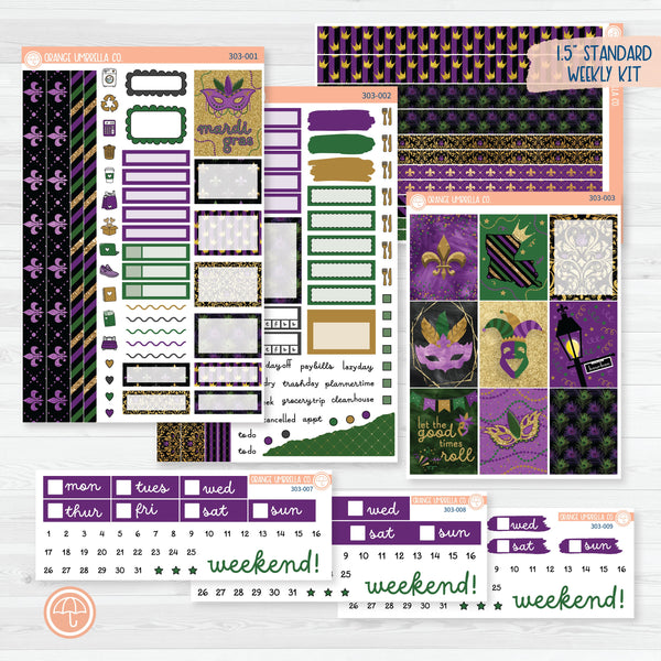 Party Gras | Mardi Gras Weekly Planner Kit Stickers | 303-001