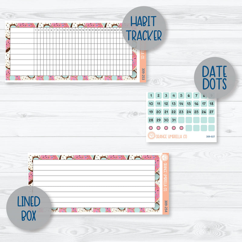 Donuts 7x9 ECLP Monthly & Dashboard Planner Kit Stickers | 309-251