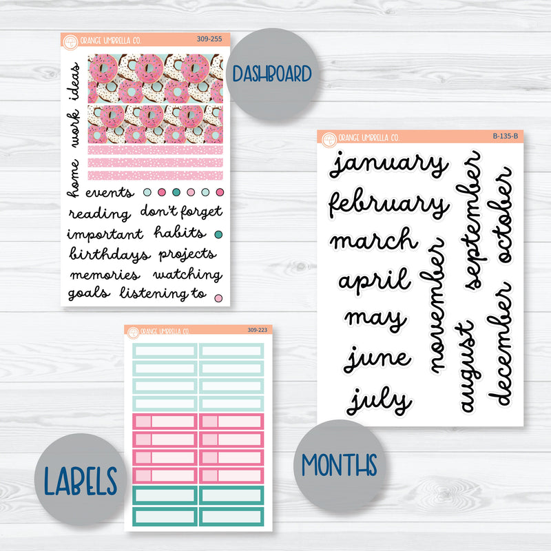 Donuts 7x9 ECLP Monthly & Dashboard Planner Kit Stickers | 309-251