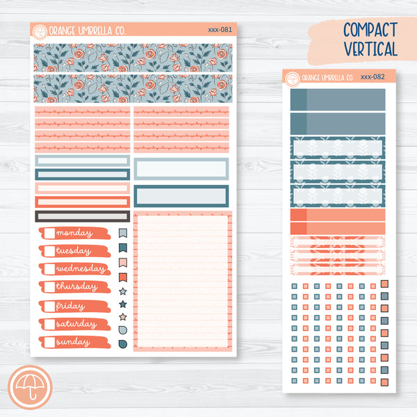 Just Breathe | Floral Compact Vertical Planner Kit Stickers for Erin Condren | 304-081