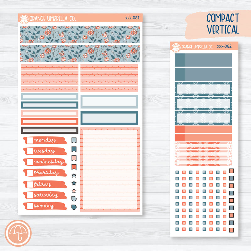 Just Breathe | Floral Compact Vertical Planner Kit Stickers for Erin Condren | 304-081