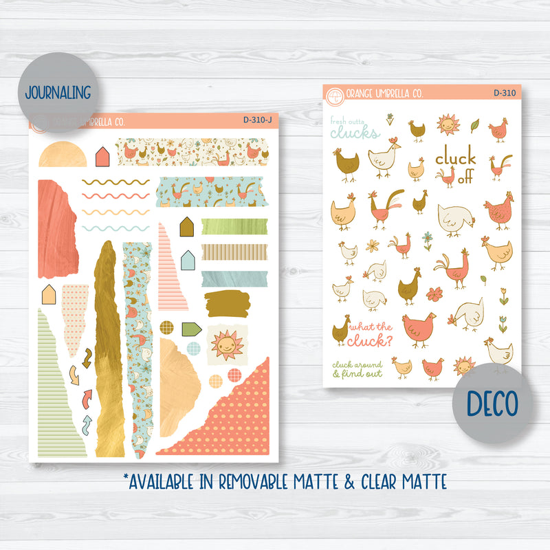 Fresh Out of Clucks | Sassy Chicken Kit Deco Journaling Planner Stickers | D-310