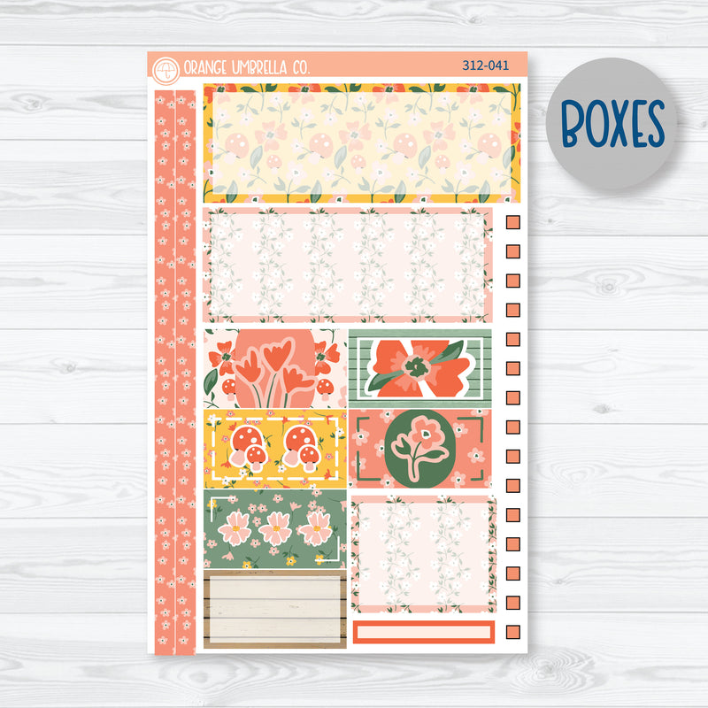 Handpicked Bouquet | Spring Flower Plum Vertical Priorities 7x9 Planner Kit Stickers | 312-041