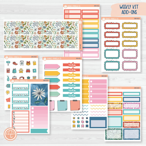 Hopeful | Rainbow Floral Weekly Add-On Planner Kit Stickers | 305-012