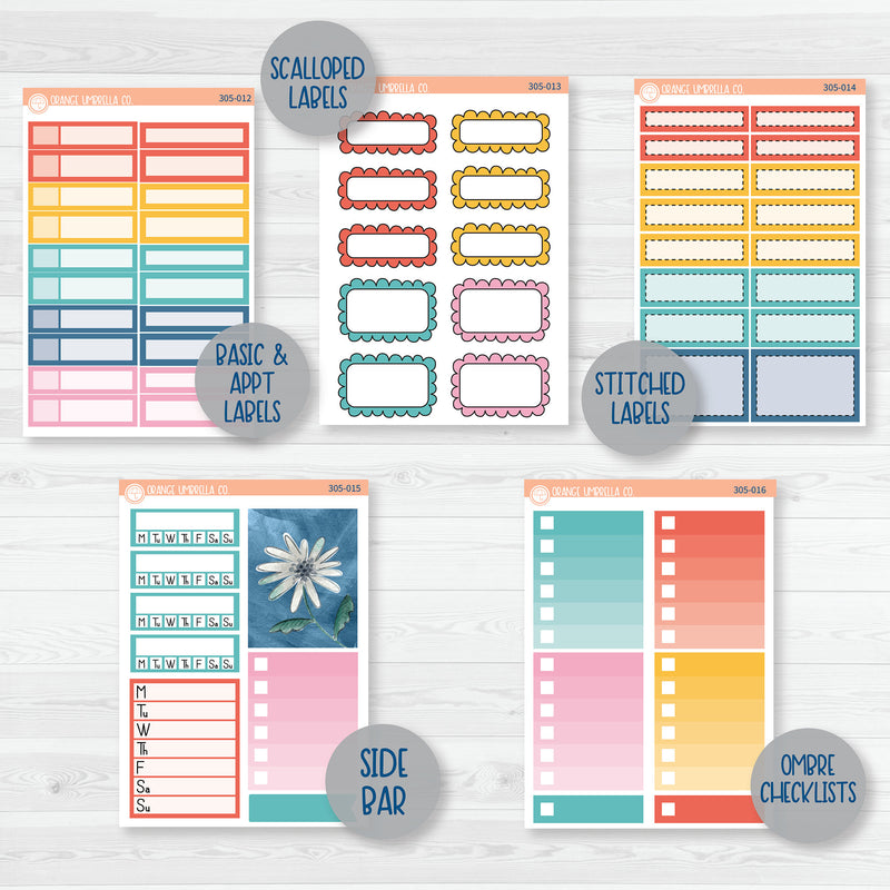Hopeful | Rainbow Floral Weekly Add-On Planner Kit Stickers | 305-012