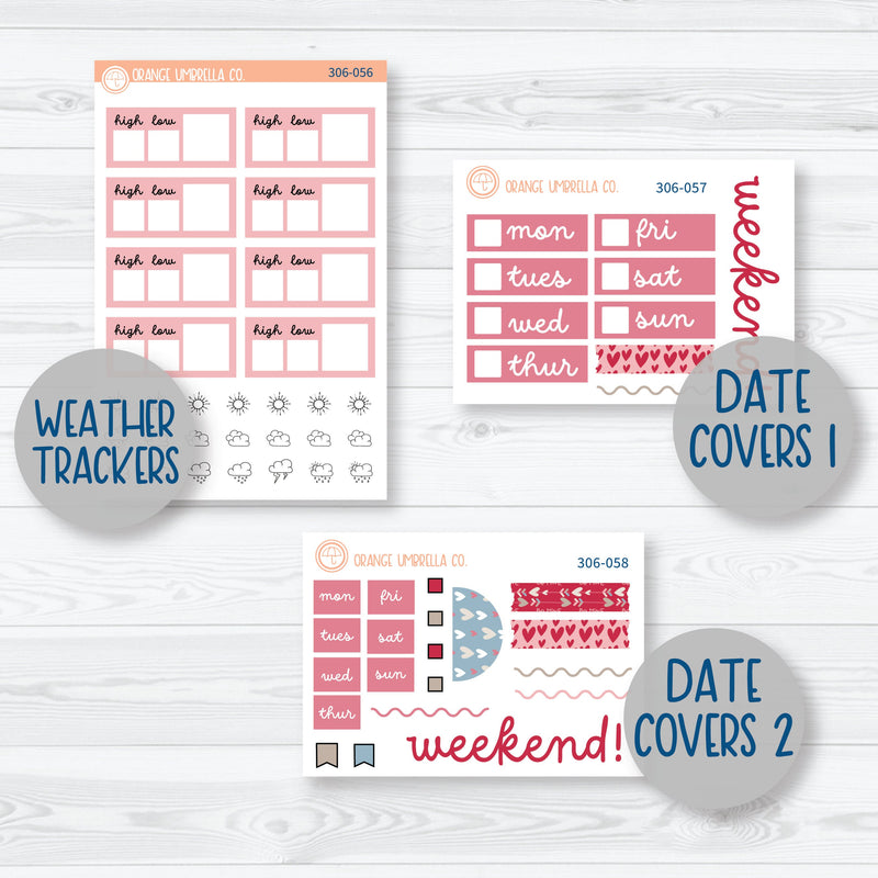 Lovestruck | Valentine's Day Hobonichi Cousin Planner Kit Stickers | 306-051