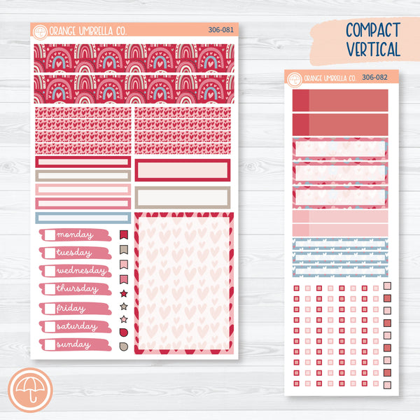 Lovestruck | Valentine's Day Compact Vertical Planner Kit Stickers for Erin Condren | 306-081