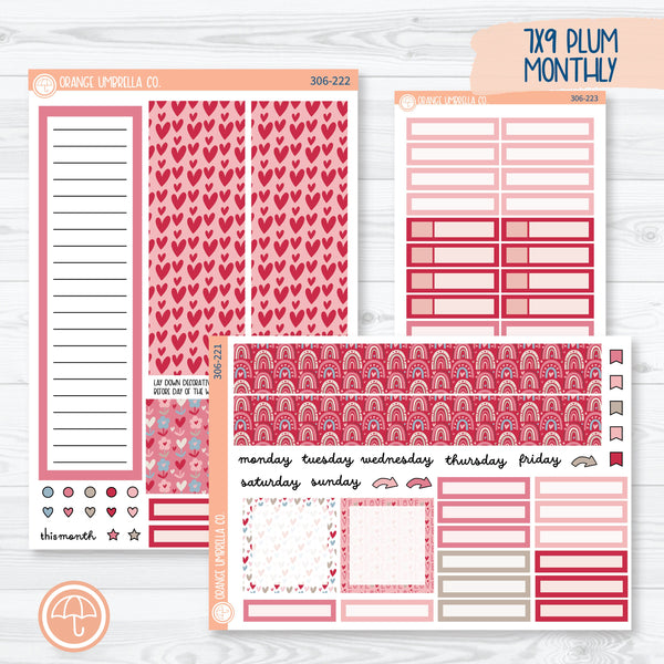 Lovestruck | February 7x9 Plum Monthly Planner Kit Stickers | 306-221