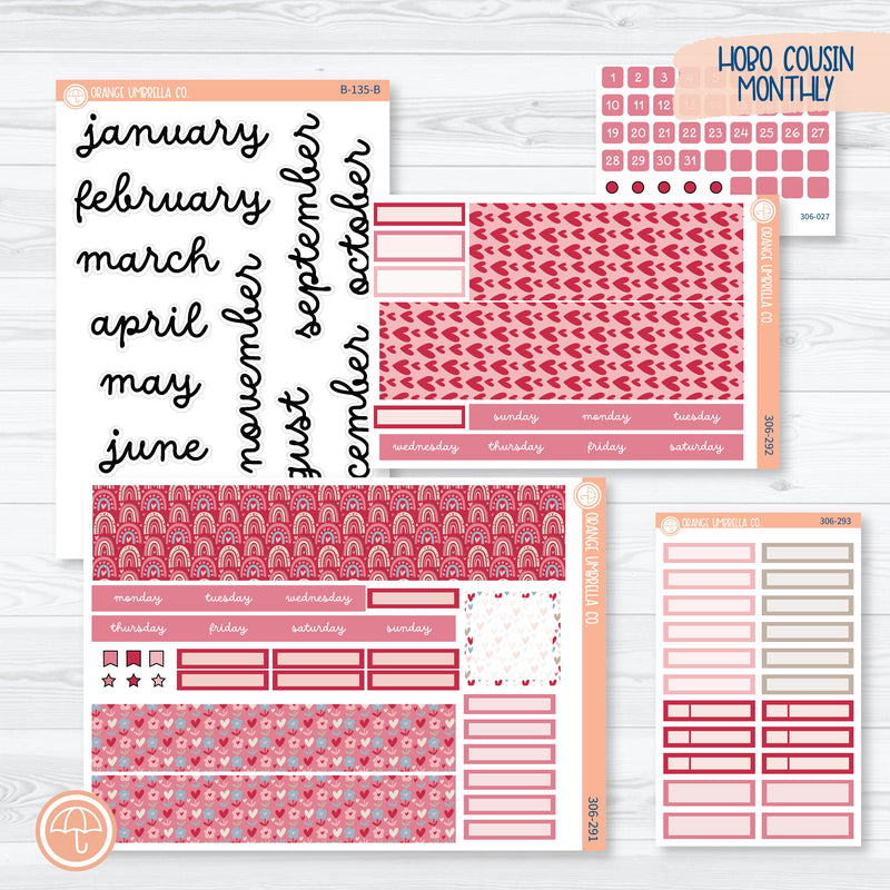 Lovestruck | February Hobonichi Cousin Monthly Planner Kit Stickers | 306-291