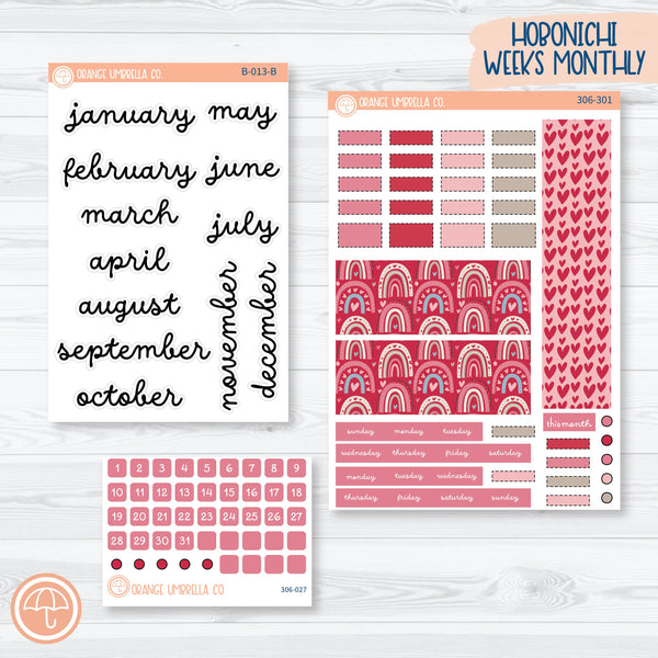 Lovestruck | February Hobonichi Weeks Monthly Planner Kit Stickers | 306-301