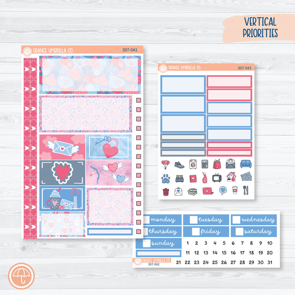 Flirty | February Plum Vertical Priorities 7x9 Planner Kit Stickers | 307-041
