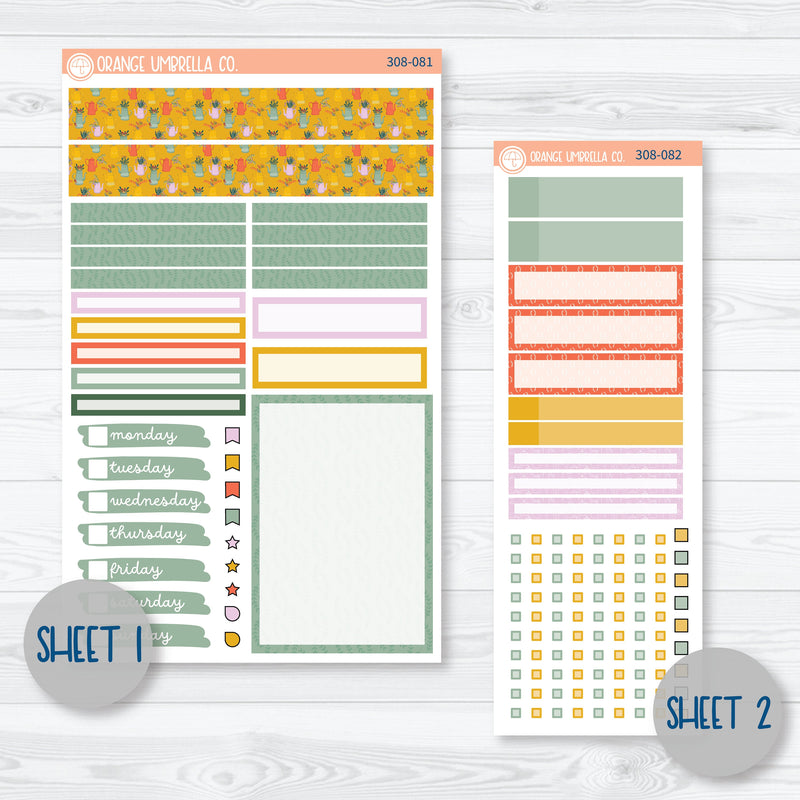 Exhale | Plant March Compact Vertical Planner Kit Stickers for Erin Condren | 308-081