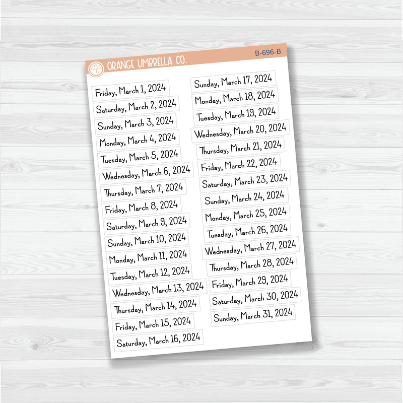 Dates of the Month - Jan-Jun 2024 Planner Stickers | F16 Print | B-694-B-699-B