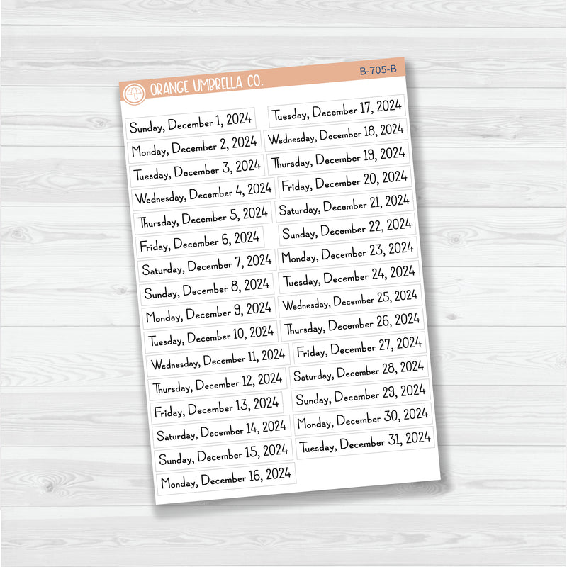 Dates of the Month - Jul-Dec 2024 Planner Stickers | F16 Print | B-700-B-705-B