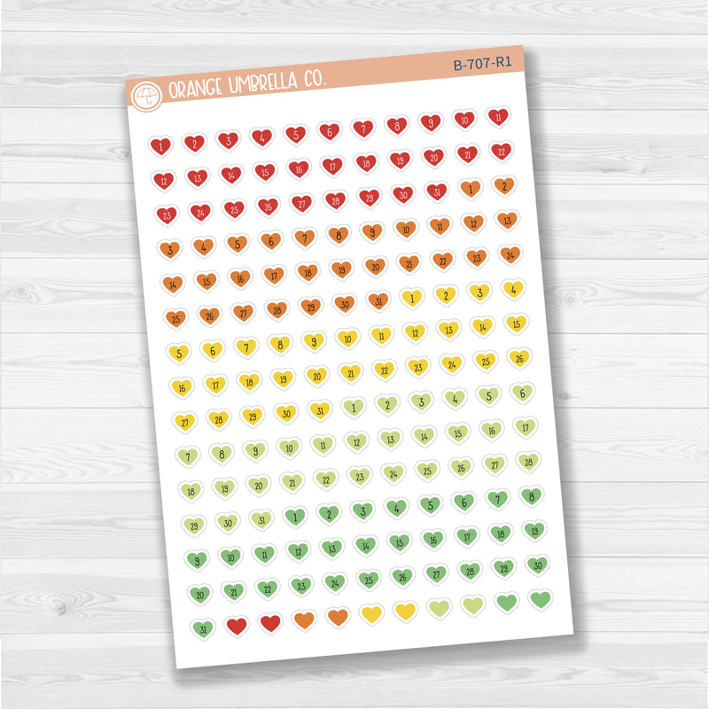 Heart Date Dots | 5 Months Planner Stickers | B-707