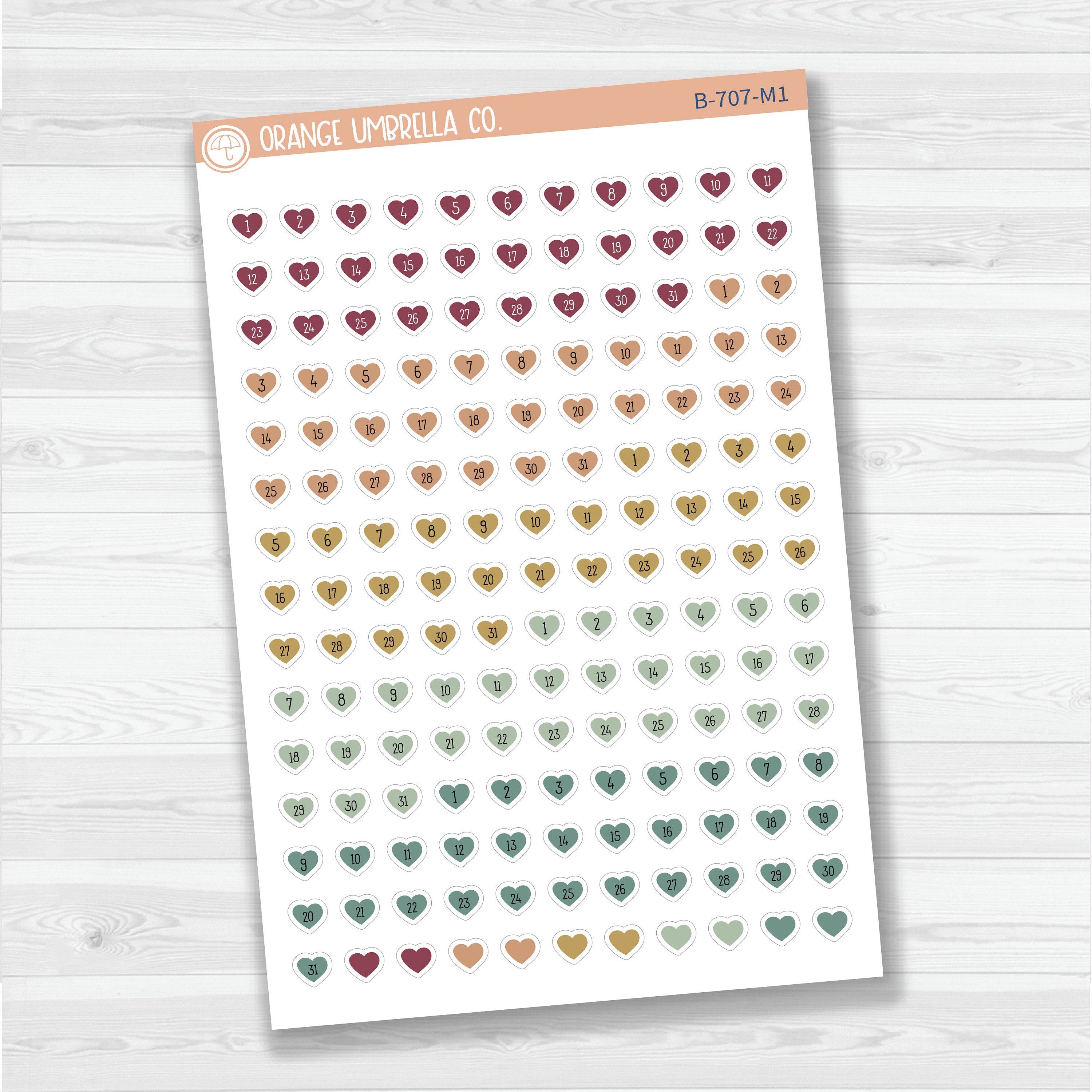 Heart Date Dots | 5 Months Planner Stickers | B-707