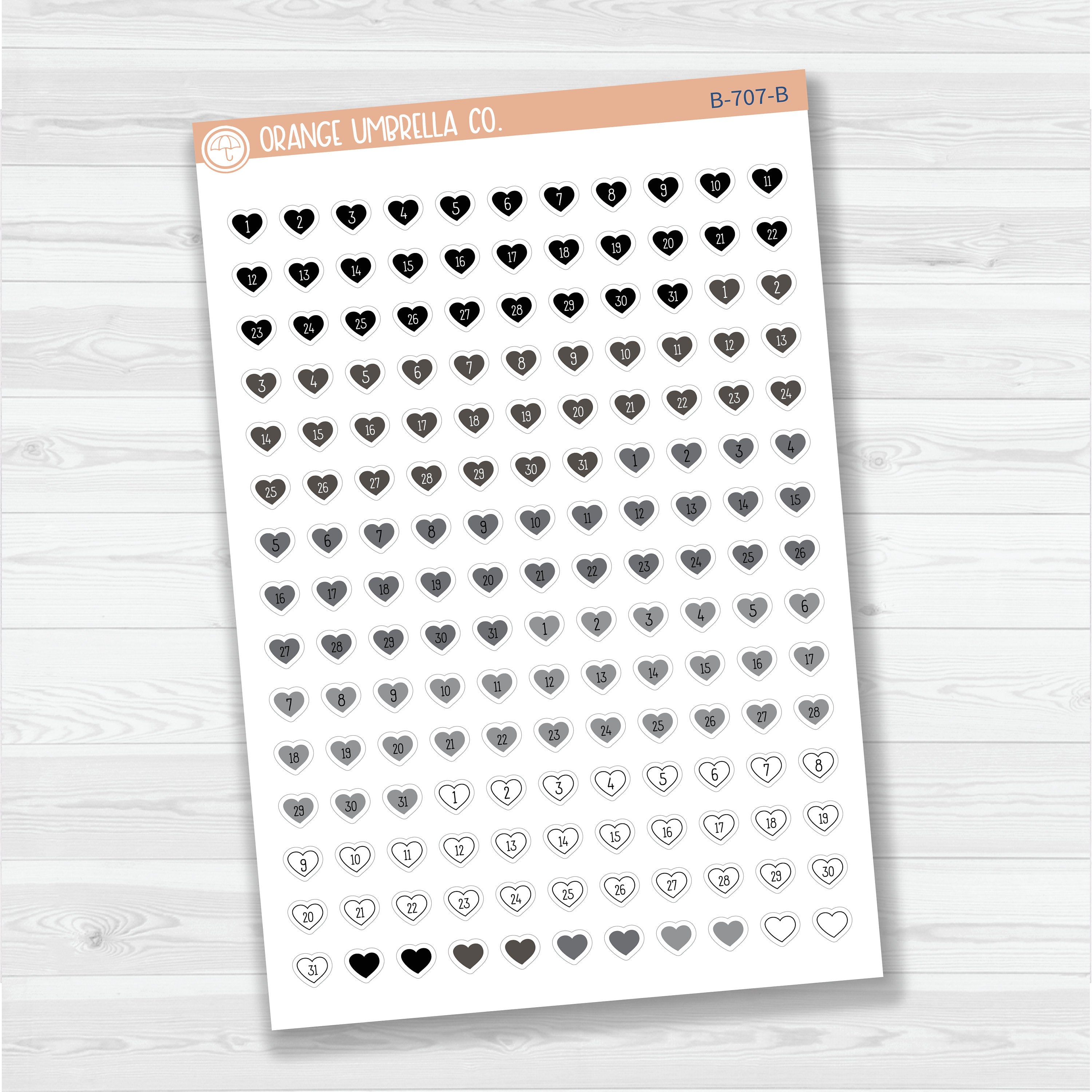 Heart Date Dots | 5 Months Planner Stickers | B-707