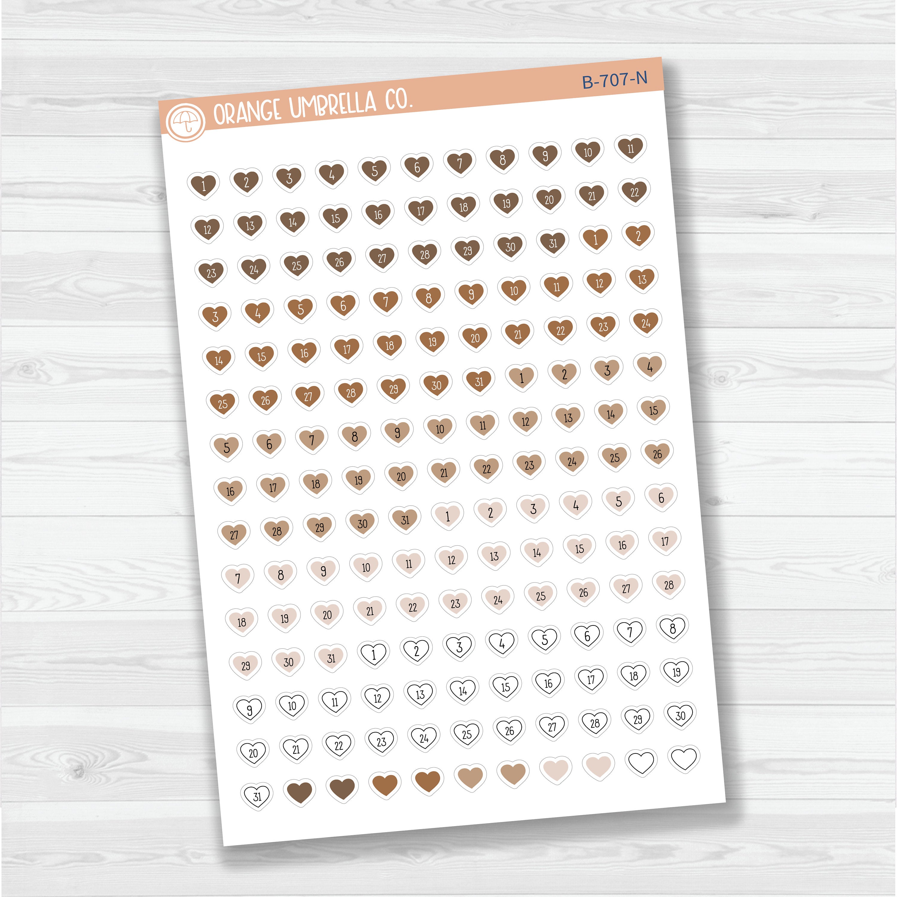 Heart Date Dots | 5 Months Planner Stickers | B-707