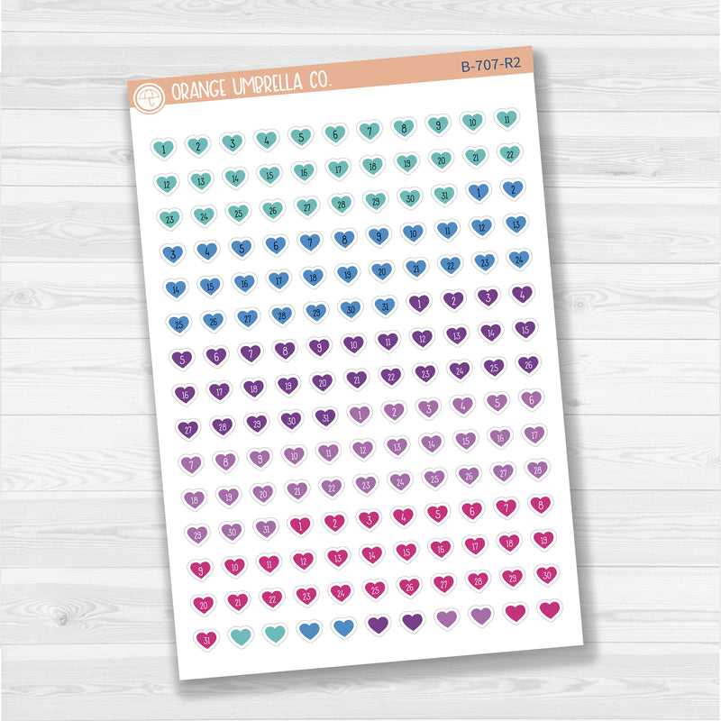 Heart Date Dots | 5 Months Planner Stickers | B-707