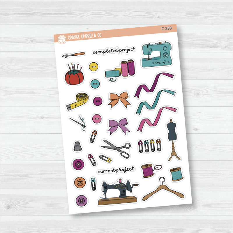 Sewing Deco | Hand Doodled Planner Stickers | C-333-334