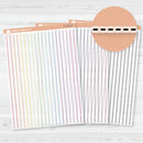 Clear matte washi divider sticker sheet featuring 20 stitched black and white planner strips.