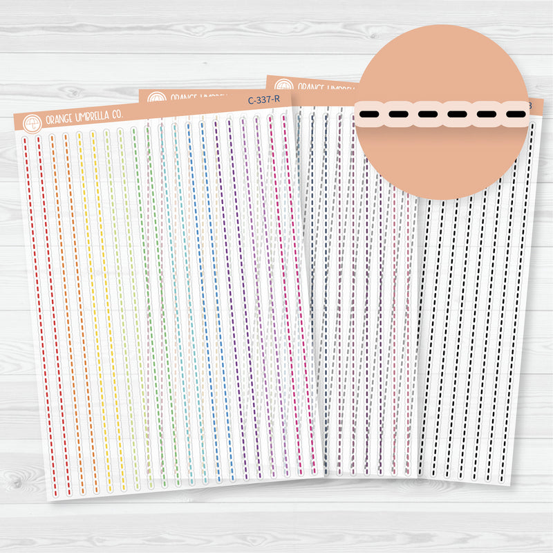 Stitched Clear Matte Washi Strip Divider Planner Stickers | C-337-CM
