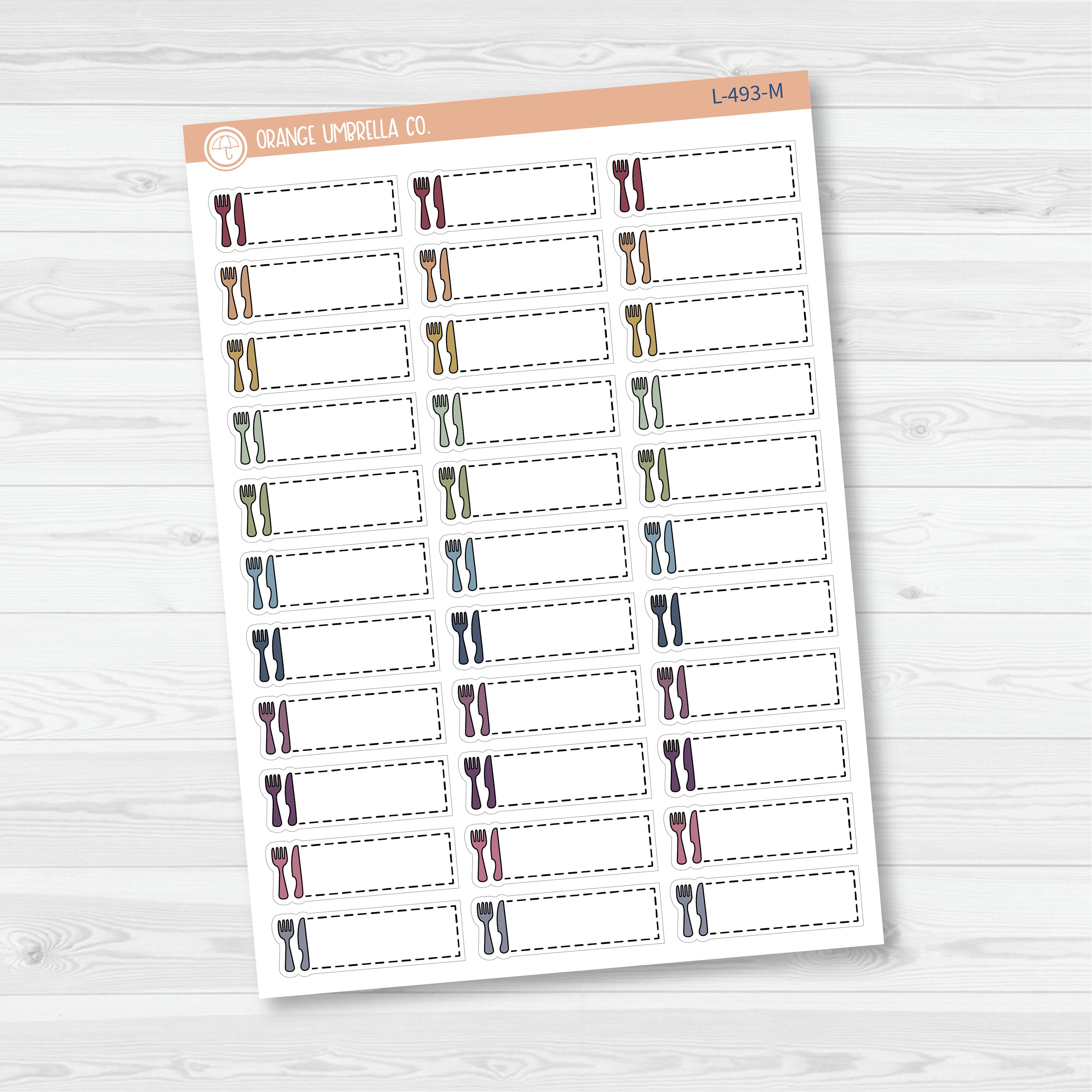 Meal Planning Meal Tracking Stitched Quarter Box Planner Stickers | L-493