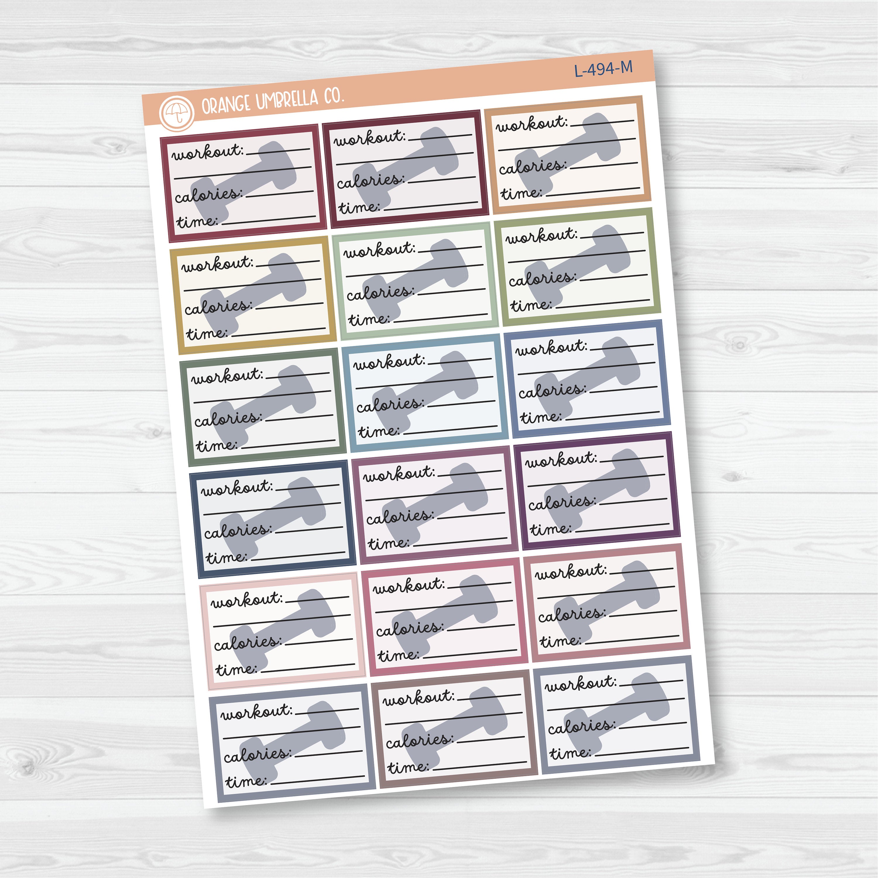 Workout Tracking Half Box Planner Stickers | L-494