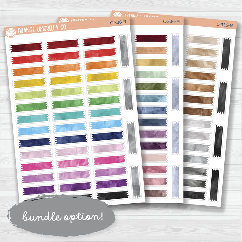 Washi Tape Torn Strips | Watercolor Deco Planner Stickers | C-336