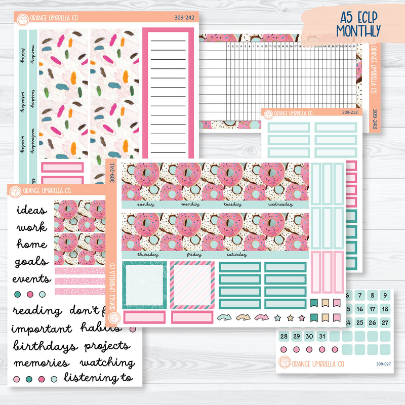 Donuts A5 EC Monthly & Dashboard Planner Kit Stickers | 309-241