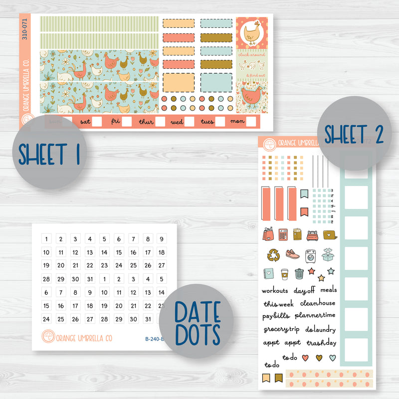 Spring Chicken Kit | Fresh Outta Clucks | Hobonichi Weeks Planner Kit Stickers | 310-071