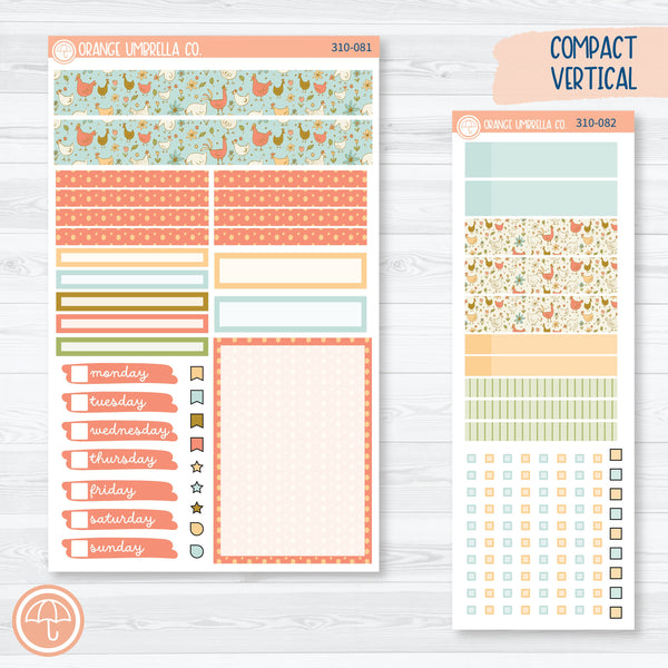 Spring Chicken Compact Vertical Planner Kit Stickers for Erin Condren | Fresh Outta Clucks | 310-081