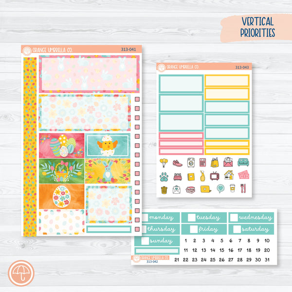 Easter Plum Vertical Priorities 7x9 Planner Kit Stickers | Hatching a Plan | 313-041