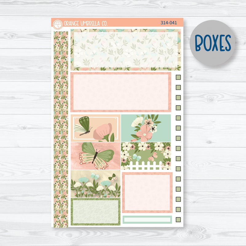 Spring Floral Plum Vertical Priorities 7x9 Planner Kit Stickers | Little Garden | 314-041