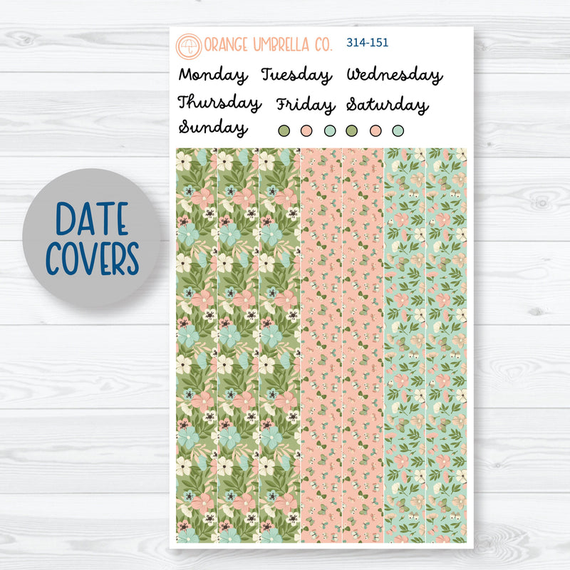 Spring Floral | 7x9 Plum Daily Planner Kit Stickers | Little Garden | 314-151